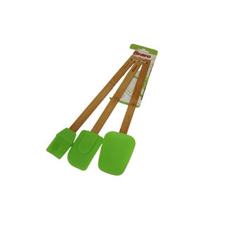 Набор силиконовых лопаток с бамбуковой ручкой, 30см